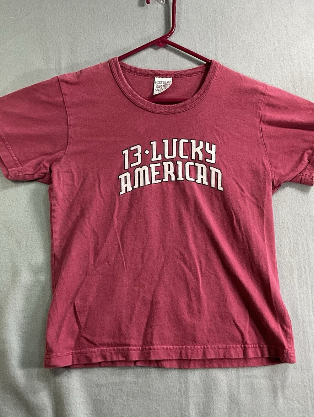 Lucky Brand 13 Lucky American Pink Graphic T Shirt Womens XL Made USA